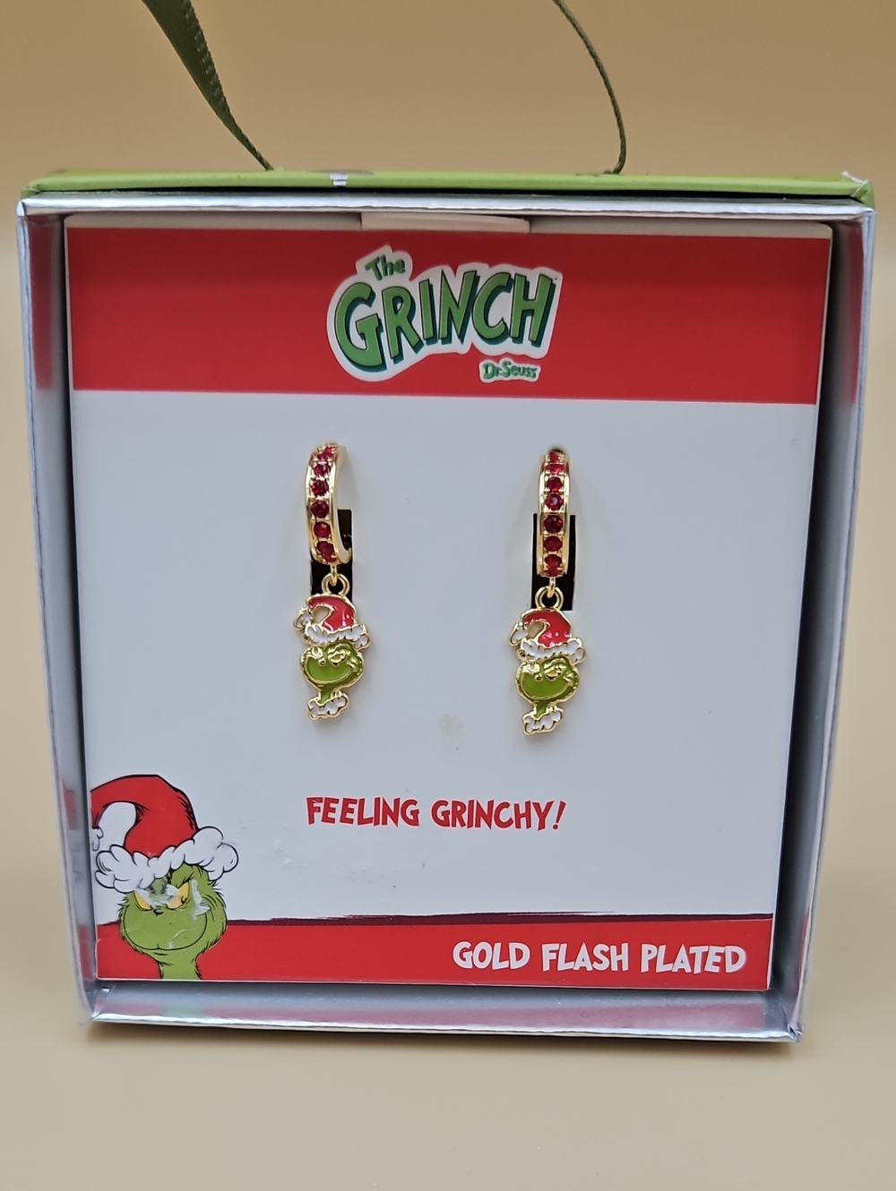 Gold-Flash Plated Grinch Drop Earrings